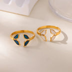 Anillo Mariposa Ticotrendy | Zirconia y Cola Pez | Acero Inox Oro | Joyería Moda 2025