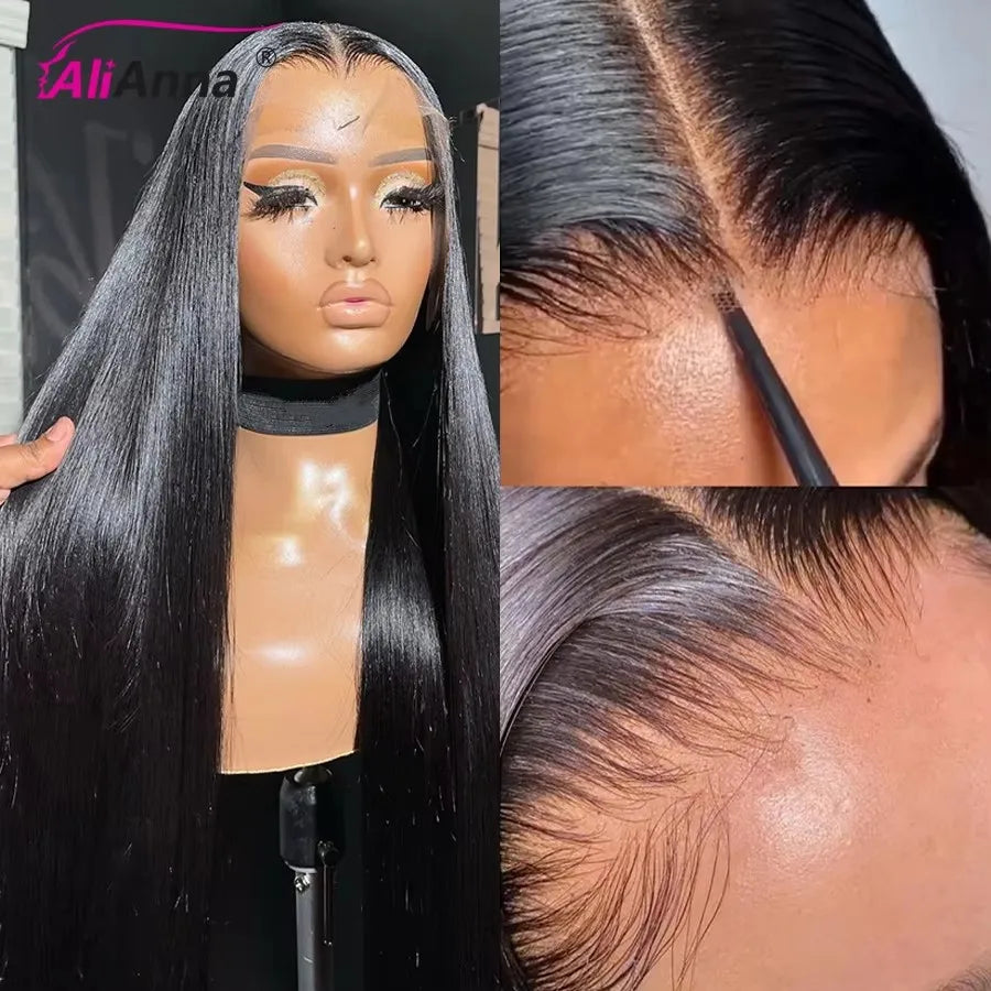 Peluca de encaje HD 100% Real, peluca Frontal de encaje de cabello humano 13x6, pelucas de cabello humano liso de 30 pulgadas, peluca de cabello humano Frontal de encaje brasileño 13X4