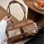 Bolso de Hombro Vintage para Mujer, Piel Sintética Mate