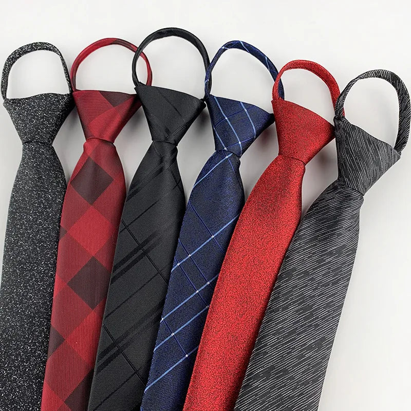 Corbata Preatada Cremallera Estrecha Estilo Tico Negocios Elegancia Diaria