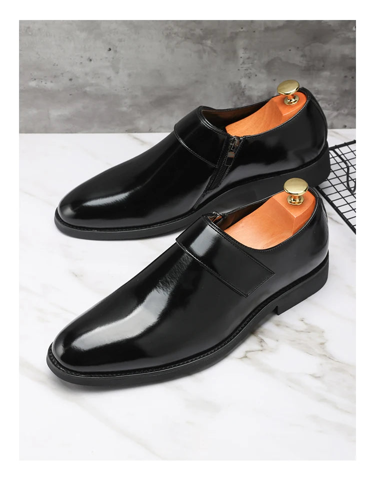 Zapatos Formales Morados Hombre | Charol Punta Estrecha Sin Cordones Cómodos Negocios