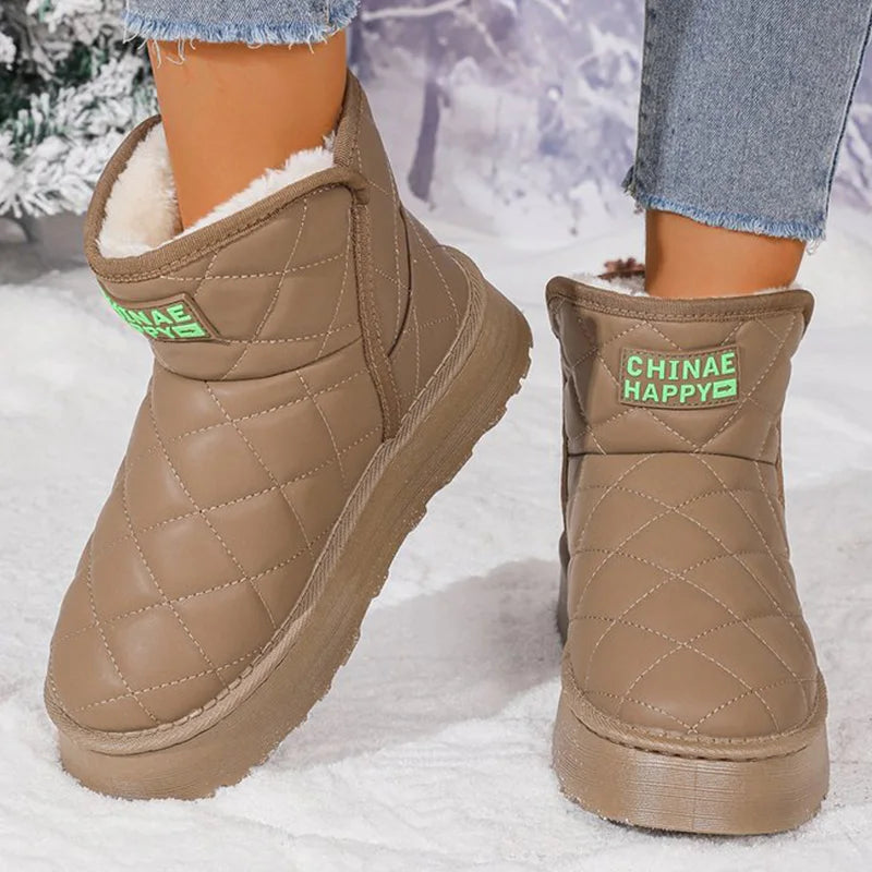 Botas de Plataforma con Felpa | Color Caqui | Moda Tica | Invierno