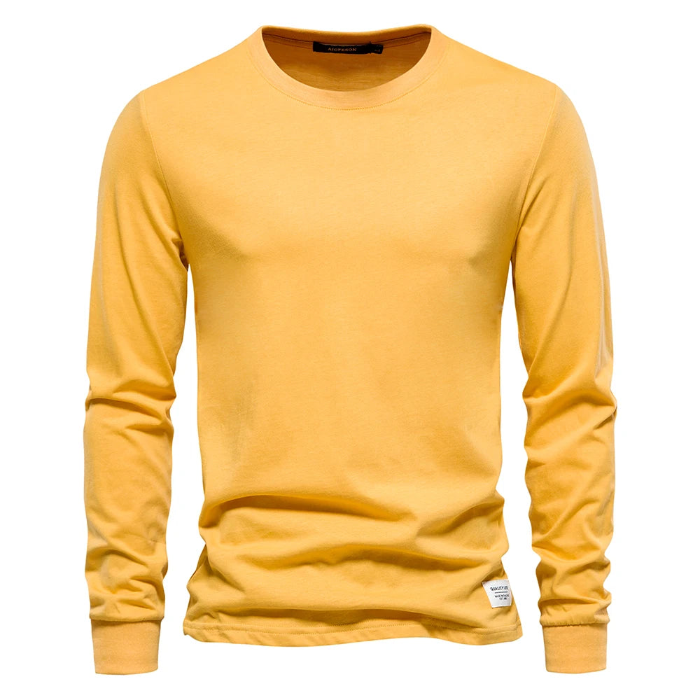 Camiseta Cuello Redondo Color Liso Hombre | Manga Larga Básica | Tallas XS-XXXL | Tico Trendy