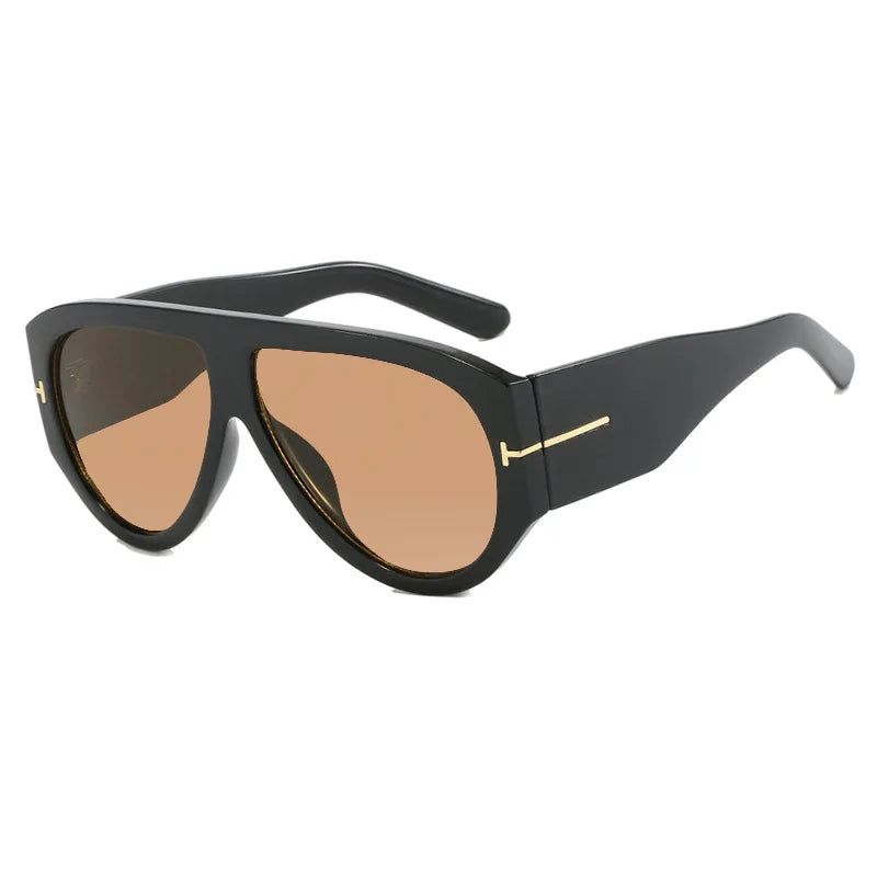 Gafas Sol Piloto Gran Tamaño Punk | Montura Grande UV400 Diseño Lujo Unisex
