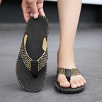 Chanclas Hombre Lino Tejidas Ligeras Interiores Silenciosas | Verano