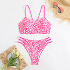 Bikini Dividido con Aros de Textura Sólida para Verano