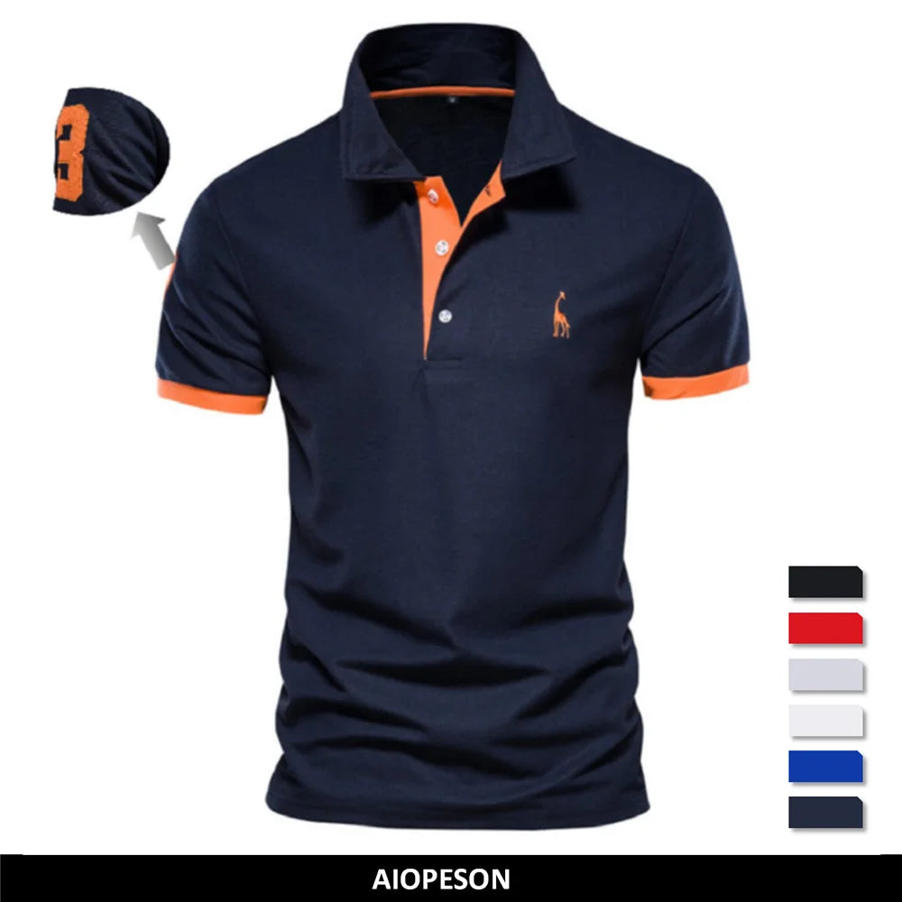 Polo Bordado Ajustado Hombre | Color Sólido Manga Corta | Tallas XS-5XL | Tico Trendy