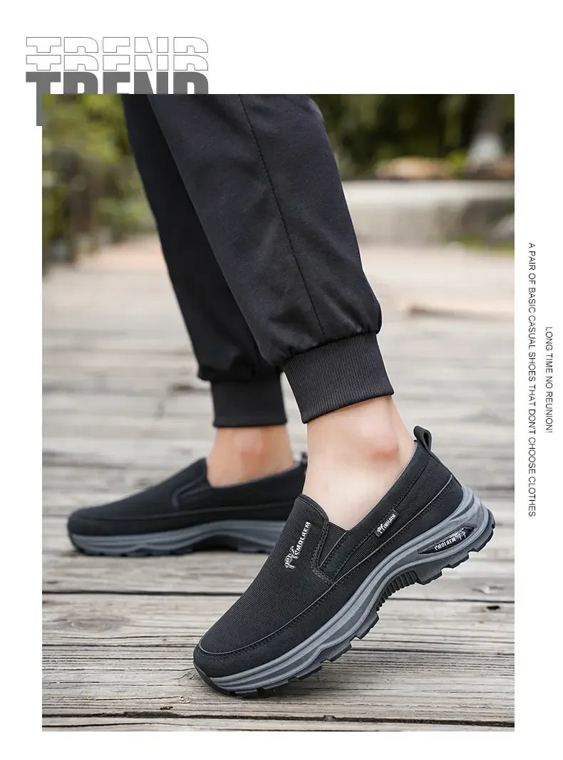 Mocasines Lona Hombre 2025 ∣ Sin Cordones ∣ Suela Gruesa Ligera