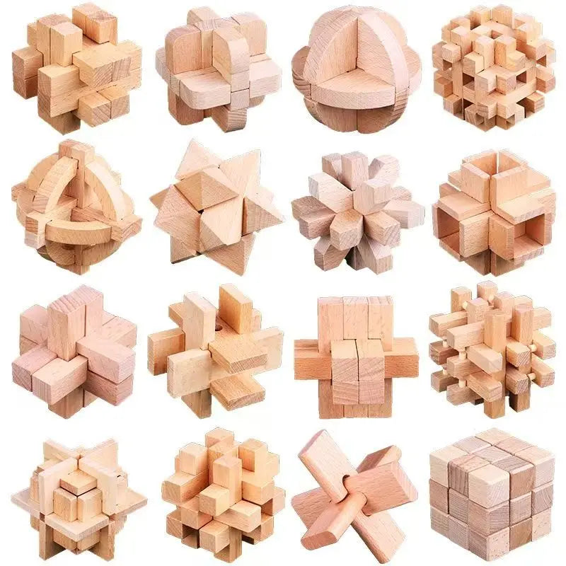 Juego de 3 uds. De rompecabezas de madera LuBan Lock, rompecabezas, juguetes de prueba IQ, juegos mentales educativos para adultos y niños, juego de enclavamiento desbloqueado