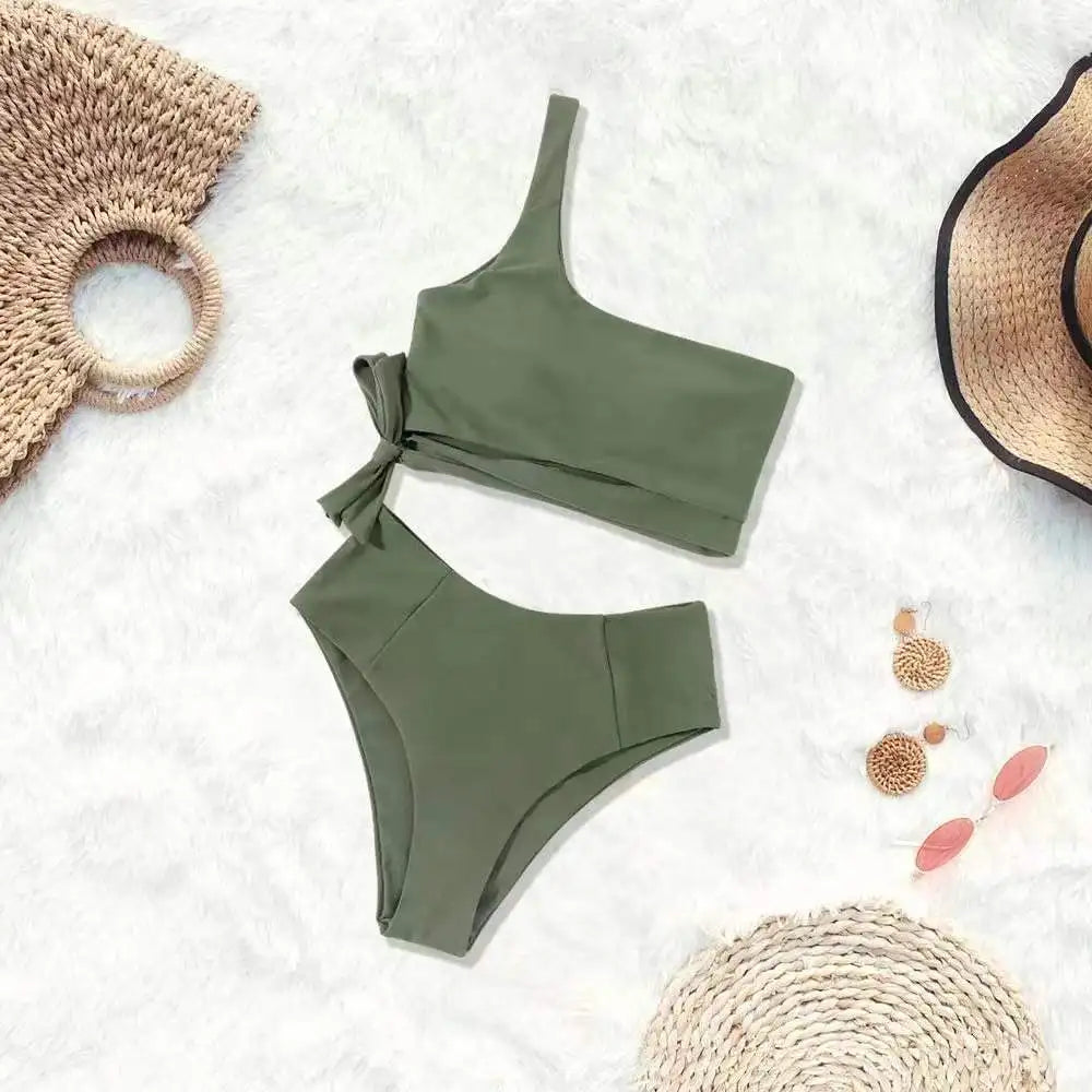 Bikini de Una Correa para Hombro - Traje de Baño Dividido