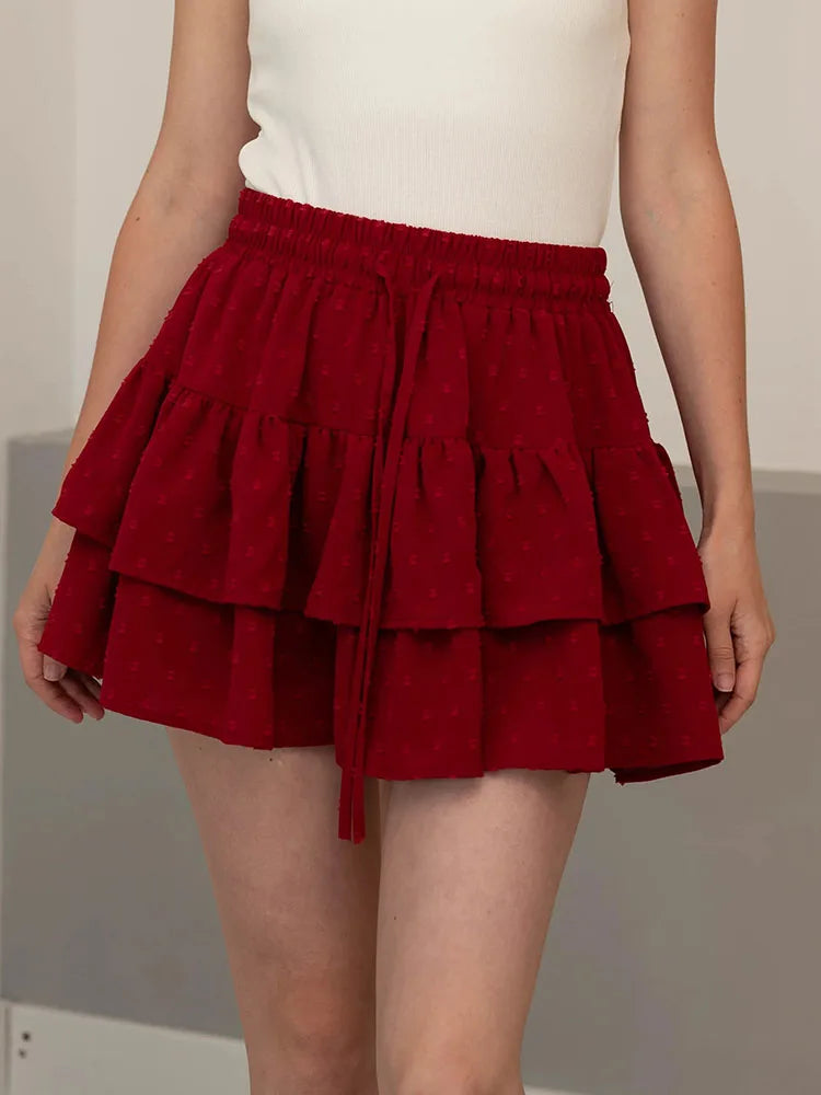 Minifalda Plisada de Gasa | Con Volantes y Pantalones Cortos Internos