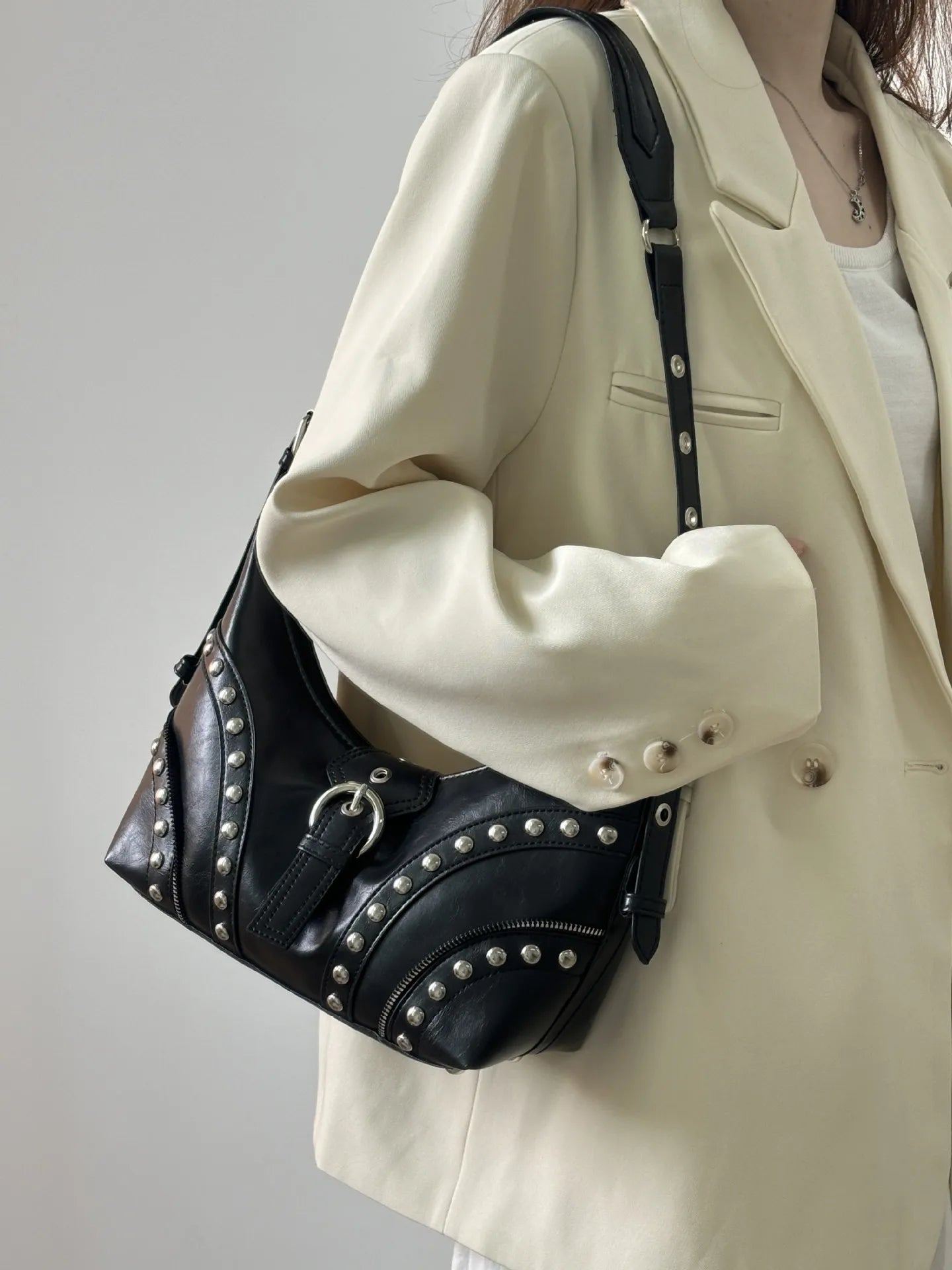 Bolso Gótico Punk Mujer Remaches PU Moda Y2K