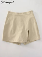 Minifalda-Short de Oficina | Cremallera y Cintura Alta