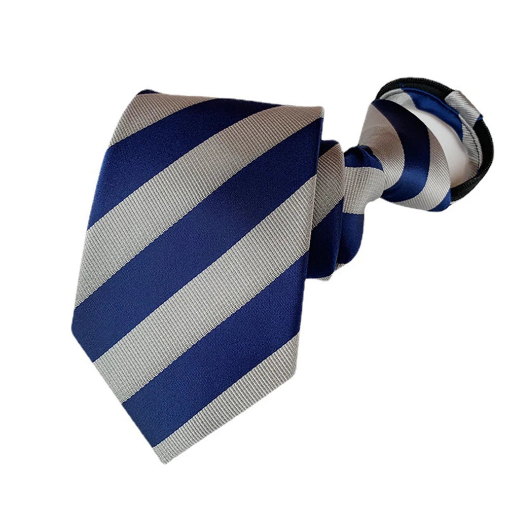 Corbata Preatada Con Cremallera Rayada Elegante y Práctica Para Bodas