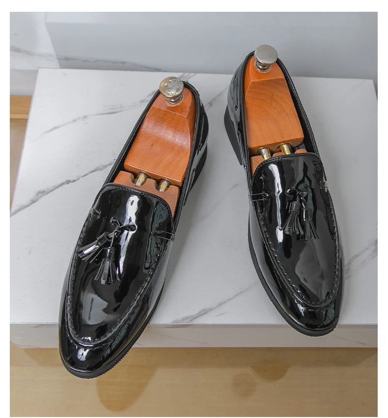 Zapatos Hombre Charol Morados Lujo Boda Fiesta Punta Puntiaguda | Talla 47