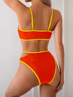 Bikini Sin Espalda Color Bloqueado Sexy - Traje de Baño 2025