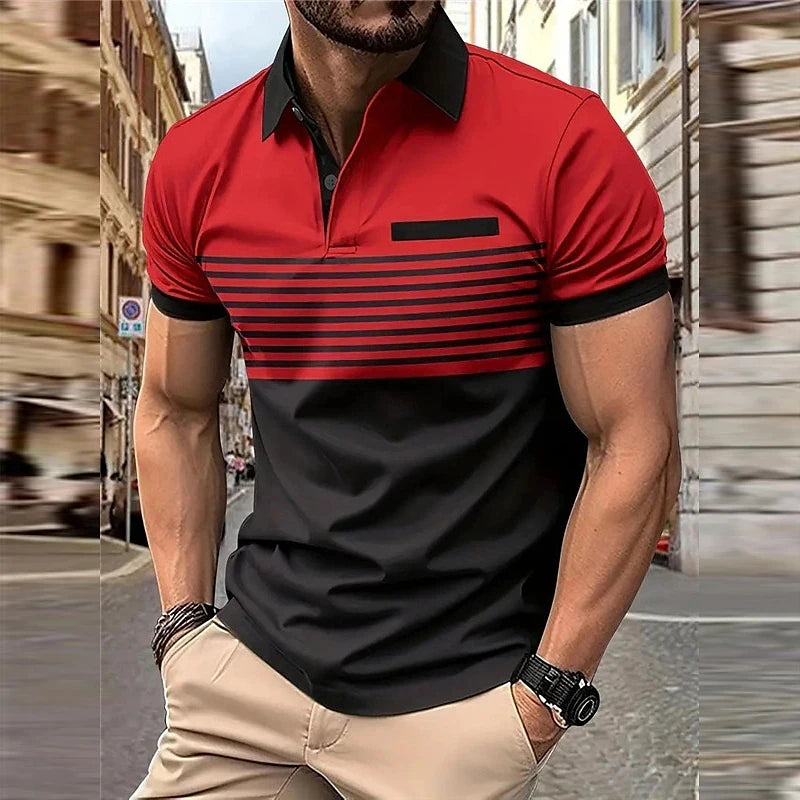 Polo Negocios Hombre ∣ Rayas Oversize ∣ Manga Corta Tropical