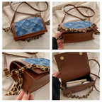 Bolso Hombro Vaquero Mujer Retro Estrellas Cinta Leopardo