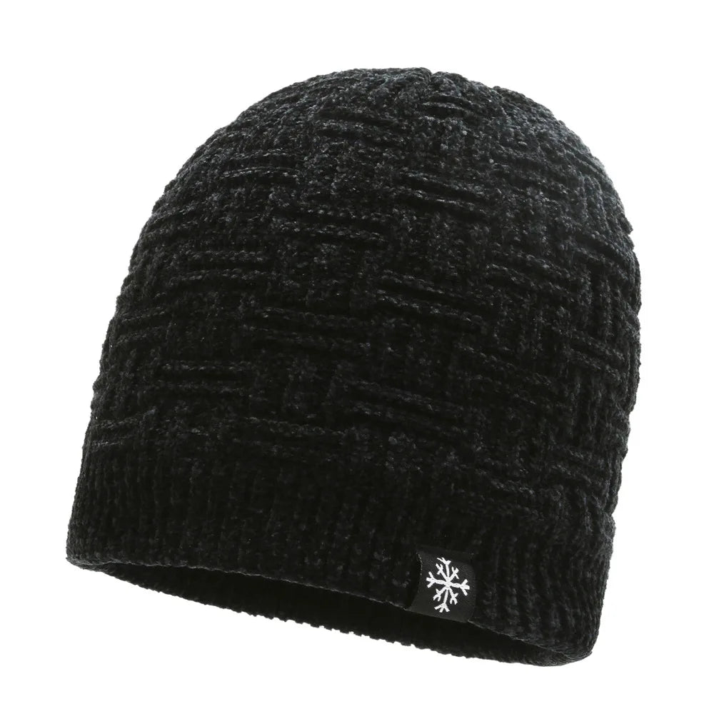 Gorro Tejido Lana Chenilla Terciopelo Grueso Térmico | Invierno Ajustable Unisex