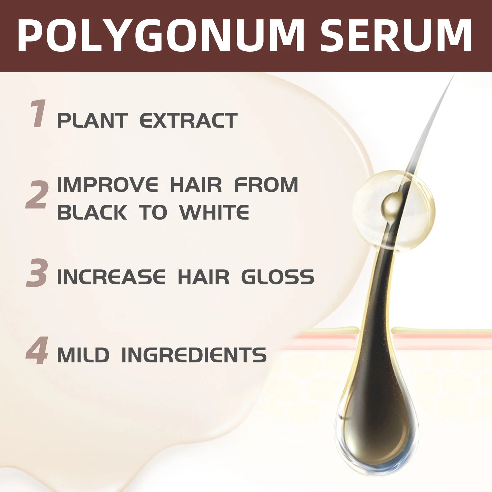 Nuevo asesino de cabello blanco, líquido de esencia polygonum multiflorum que elimina el cabello gris y restaura el color natural del cabello en 7 días 2025