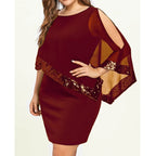 Vestido de Fiesta | Talla Grande | Lentejuelas y Hombros Descubiertos