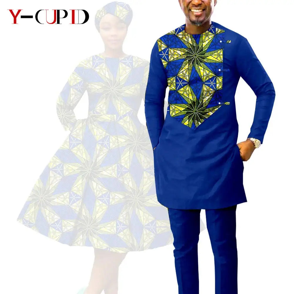Vestido Dashiki Manga Larga Africano Pareja | Top y Pantalón | Tallas XS-6XL | Tico Trendy