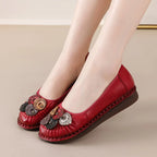 Mocasines Étnicos de Cuero Genuino para Mamá | Punta Redonda | Antideslizantes | Verano 2025