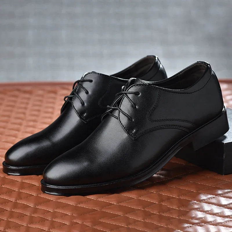Zapatos de Hombre | Oxfords de Cuero Negro Formales | Negocios y Bodas | Talla Grande | Tico Trendy