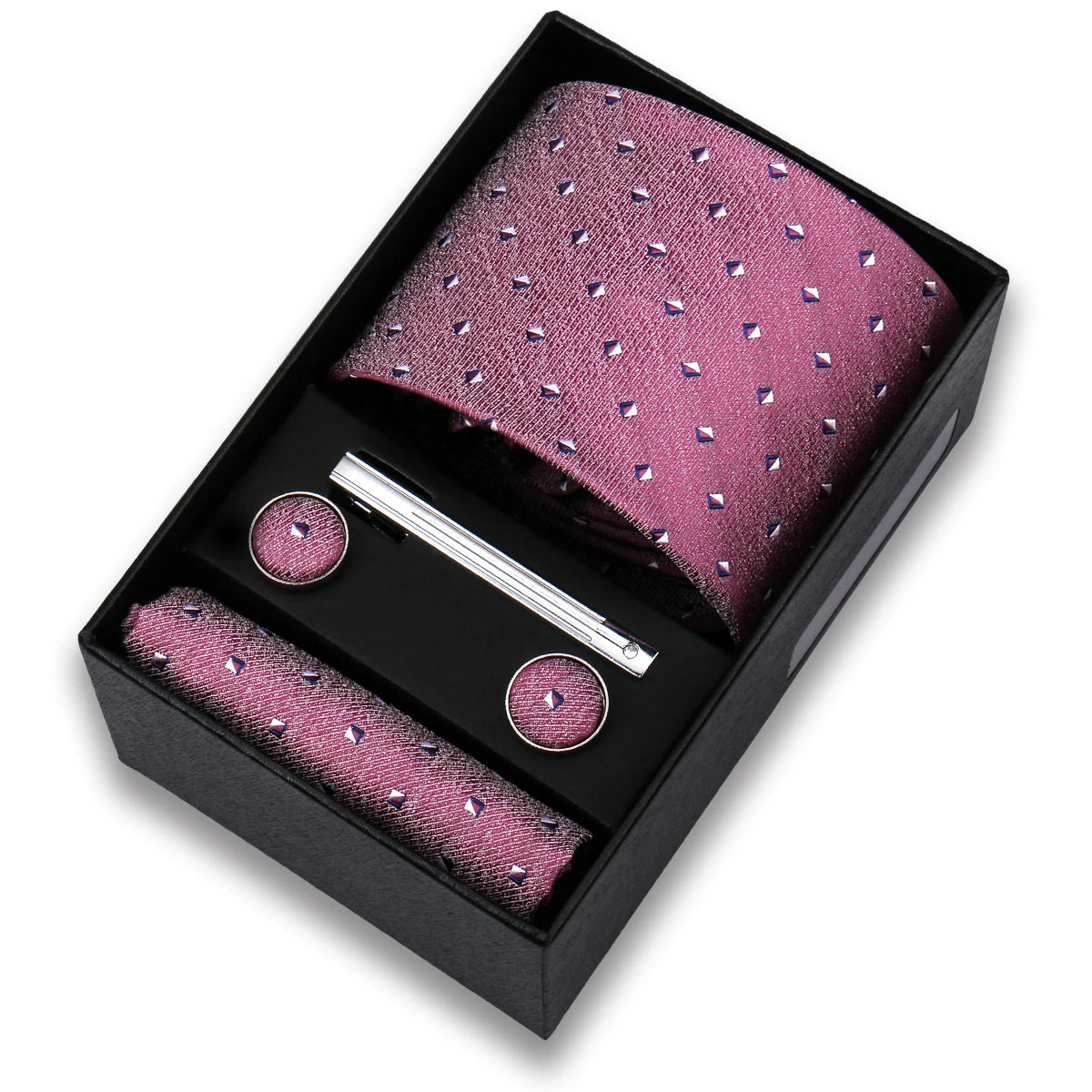 Conjunto de Lujo Corbata Gemelos Clip Pañuelo para Hombres Negocios Boda