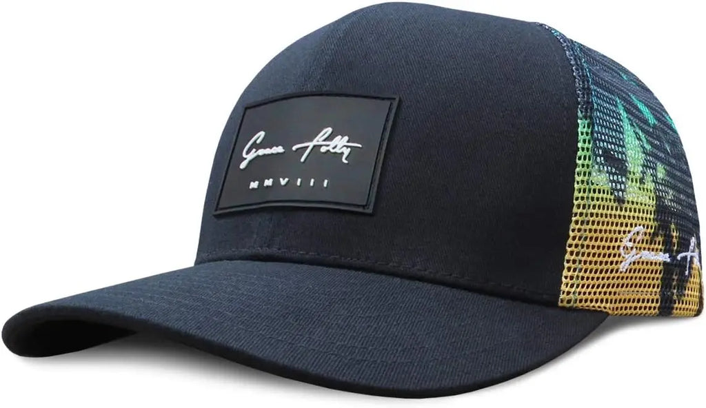 Trucker Cool Designs Transpirable Cocoteros Bordado Béisbol Sombra al aire libre Protección solar Gorra de malla Sombrero para el sol para hombres y mujeres