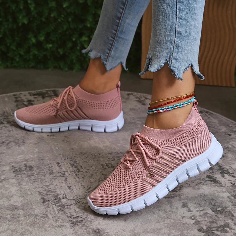 Zapatillas de Punto Transpirables | Plataforma | Suela Blanda | Talla Grande | Verano