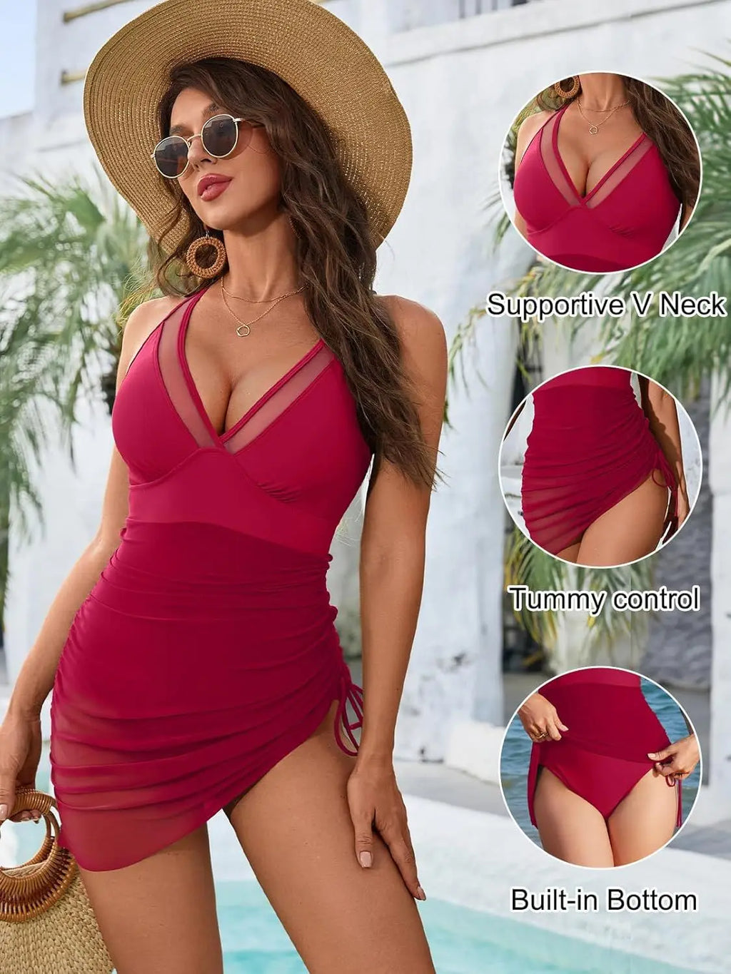 Bikini de Malla con Cordón 2025 | Una Pieza | Color Sólido