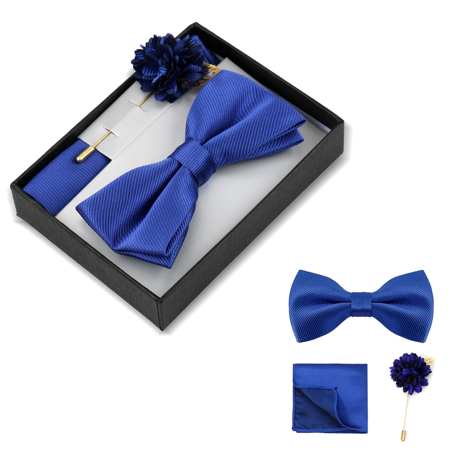 Set De Pajarita Broche Flor Pañuelo Accesorio De Traje Boda