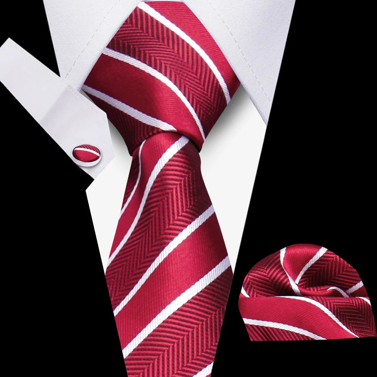 Conjunto Corbata Pañuelo Gemelos Negocios Boda Accesorio De Moda