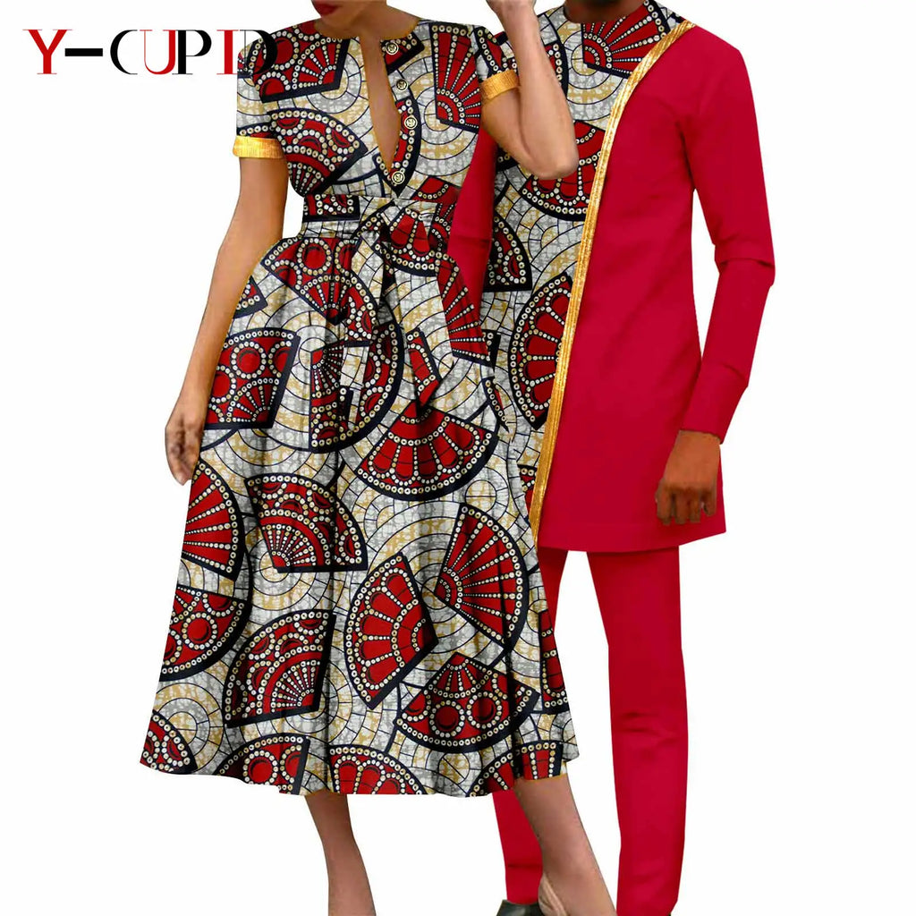 Vestido Dashiki Bazin Riche Africano Pareja | 2 Piezas | Tallas XS-6XL | Tico Trendy