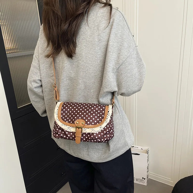Bolso de Lunares Retro Francés para Mujer, Hombro y Bandolera