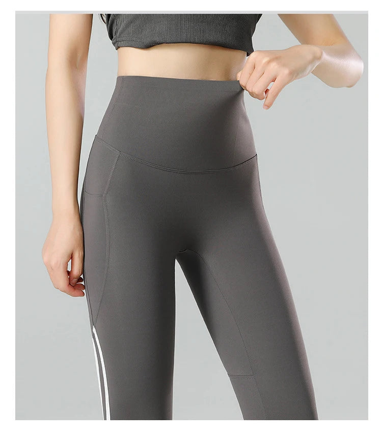 Mallas Piel Tiburón Raya Bolsillo | Cintura Alta Ajustado Fitness | Yoga Ciclismo Correr Otoño | Ticotrendy