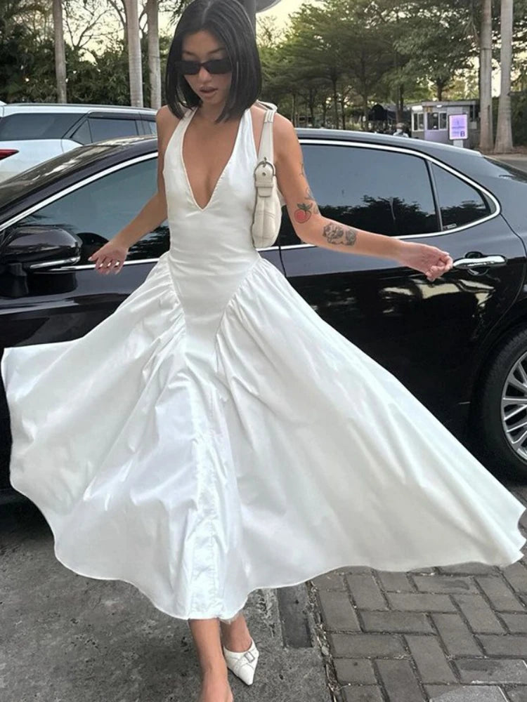 Vestido de fiesta con escote en V y espalda descubierta | Vestidos largos sexys