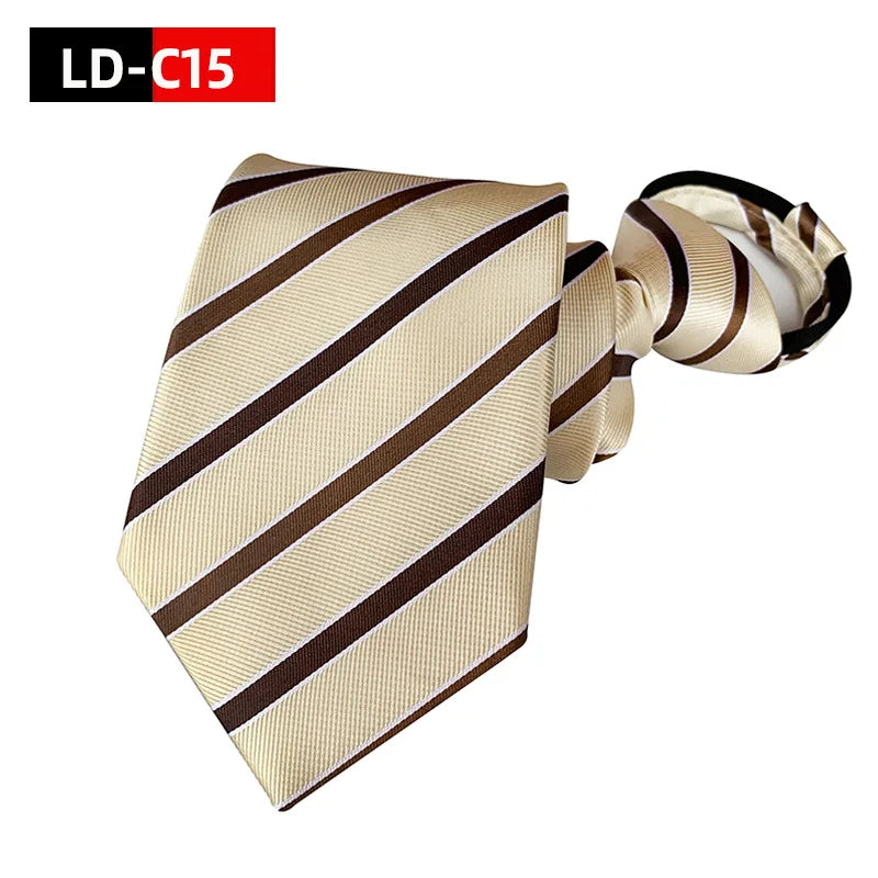 Corbata Preatada Con Cremallera Rayada Elegante y Práctica Para Bodas