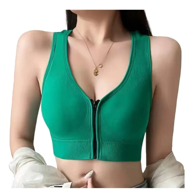 Top Deportivo Cremallera Frontal | Cuello V | Acolchado Sin Costuras | Ticotrendy