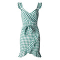 Vestido ajustado a cuadros personalizable con cordones para mujer, vestido de verano con volantes y hombros descubiertos, cuello en V, Espalda descubierta, vestidos irregulares con pajarita