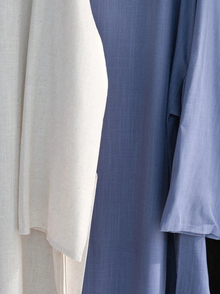 Vestido Bandage de lino y algodón Eid para mujer, vestido de fiesta Abaya musulmán, caftán árabe de Dubái, Turquía, Marruecos, vestido islámico