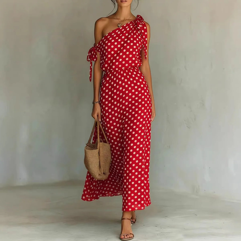 Vestido Midi Estampado Hombros Descubiertos
