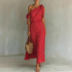 Vestido Midi Estampado Hombros Descubiertos