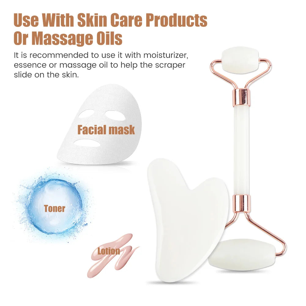 Rodillo y Gua Sha de Resina Natural para Masaje Facial y Corporal