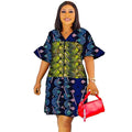 Vestido de Patchwork Africano de Media Manga