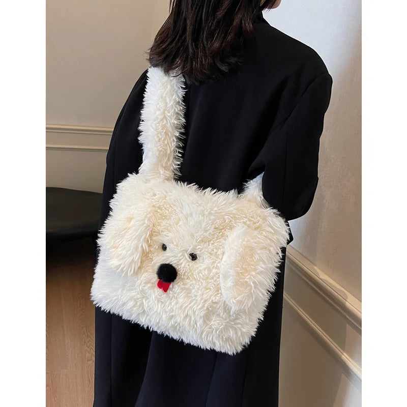 Bolso De Hombro Mullido Mujer Con Perros Bandolera De Gran Capacidad