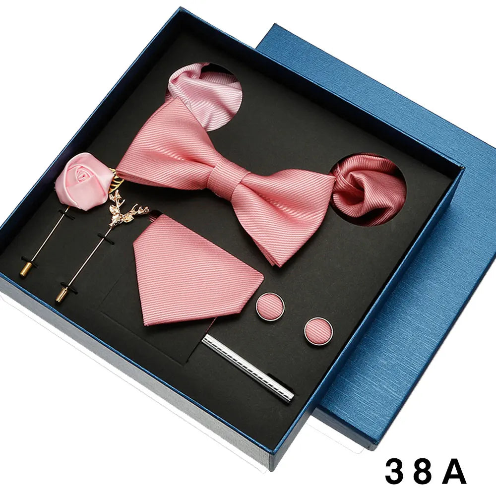Set Corbata Pañuelo Gemelos Elegancia Formal Estilo Tico Regalo