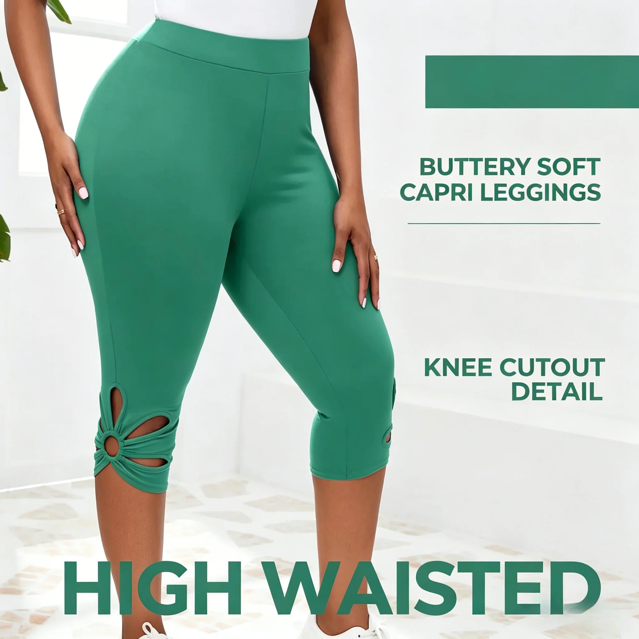 Leggings Elásticos Talla Grande | Pantalones Capri Sin Costuras | Cintura Elástica para Verano | Tico Trendy