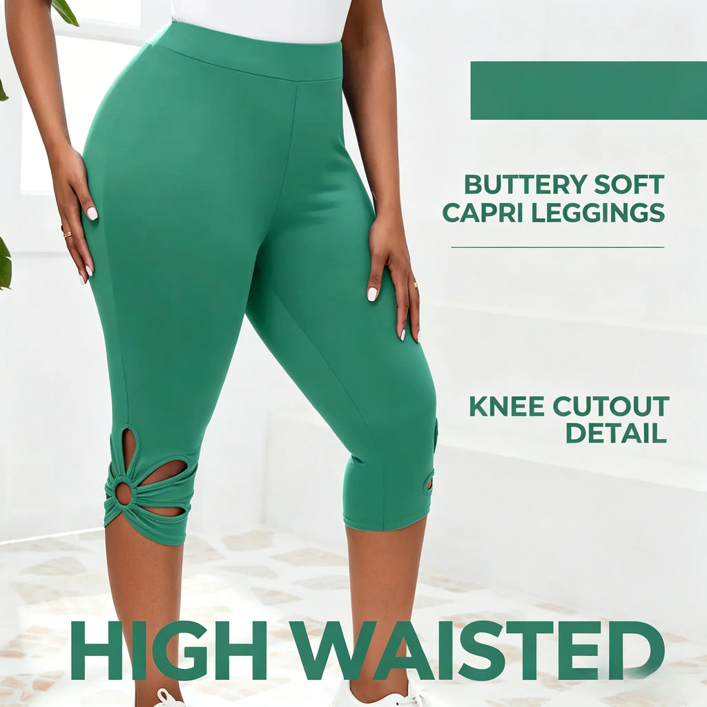 Leggings elásticos de talla grande para mujer, pantalones capri informales sin costuras con cintura elástica para verano, leggings esenciales de longitud corta para mujer
